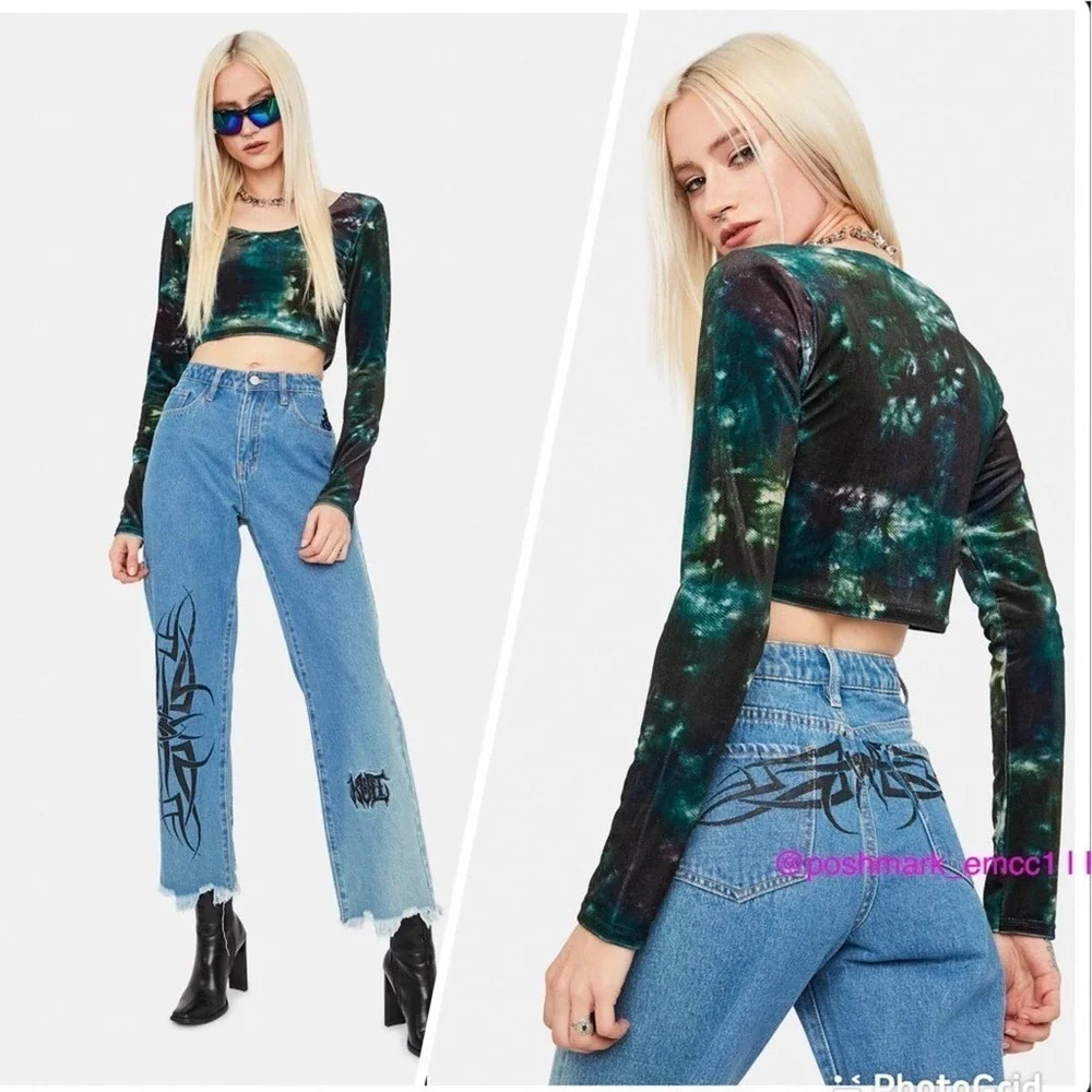 NWT BDG Urban Outfitters Velvet Crop Top L